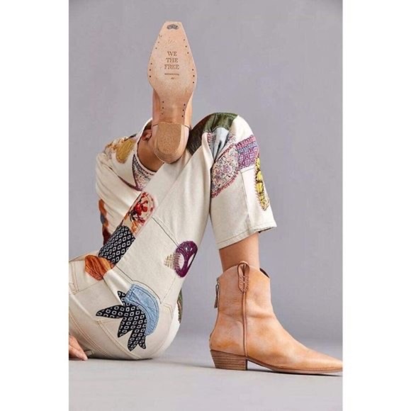 Free People We The Free Wesley Leather Ankle Boots Papaya Tan  6.5 - Picture 2 of 10